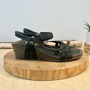Teva Ventura Cork Wedge 2 Rialto Sandals Black Glitter Size 6 Strappy Comfort